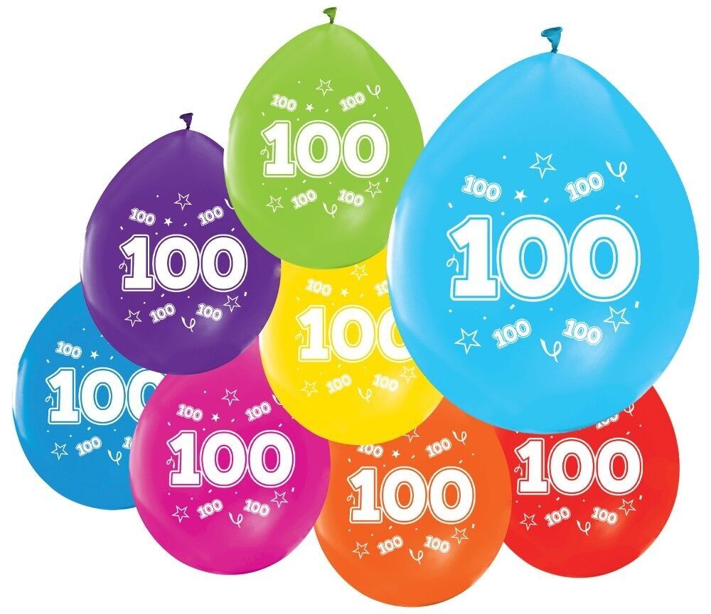 8 palloncini da 12" con stampa su 2 lati '100'