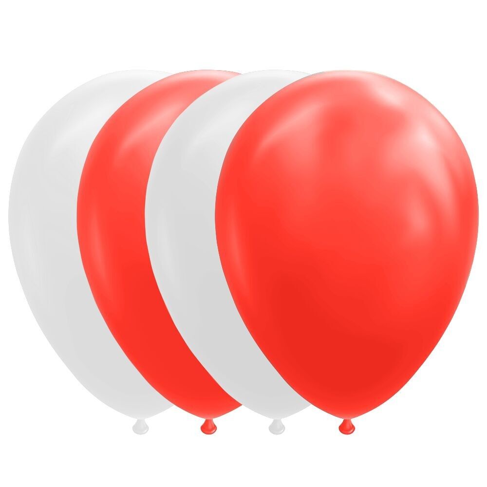 10 Balloons 12" red/white