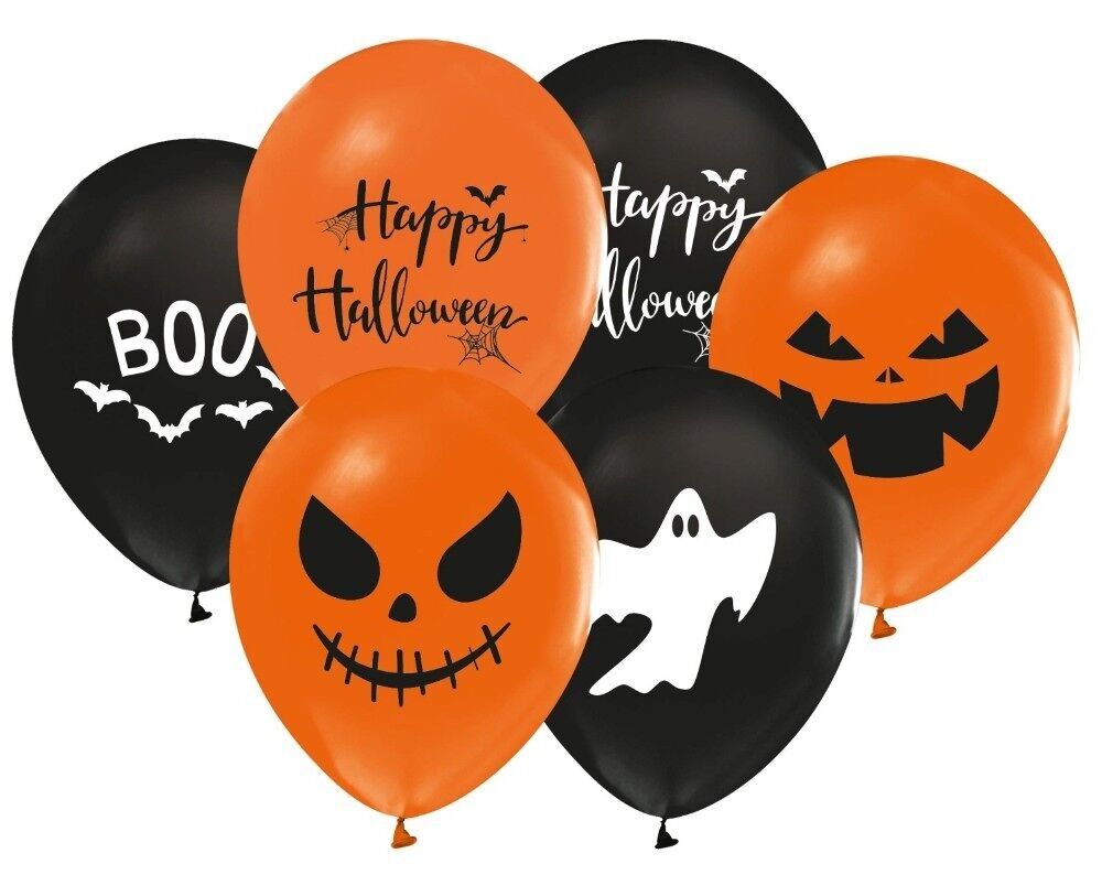 8 palloncini da 12" di Halloween con stampa nero/arancione