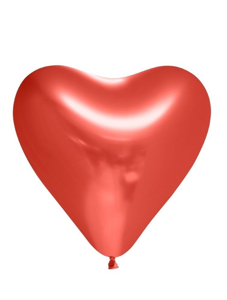 6 Heartshape Mirror balloons 12" red