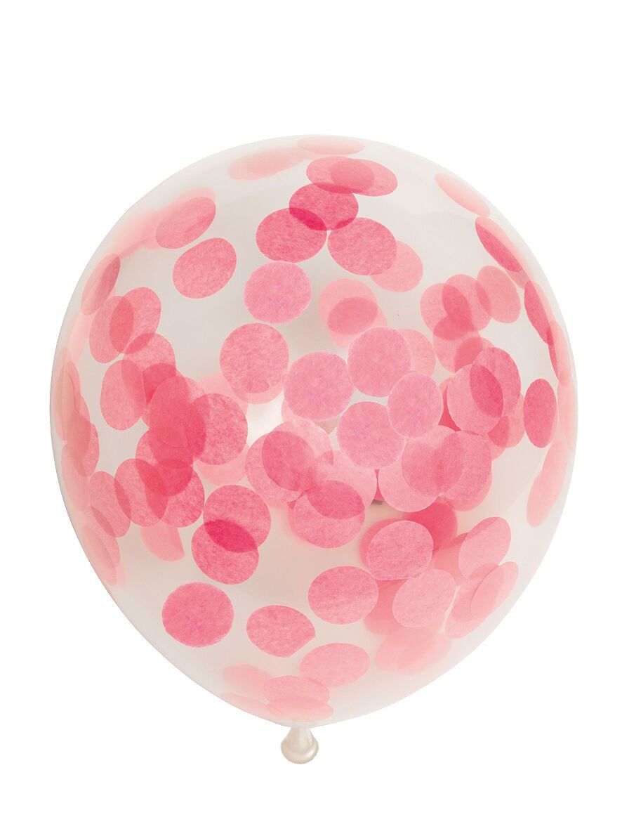 6 Konfettiballons 12" Konfetti babyrosa