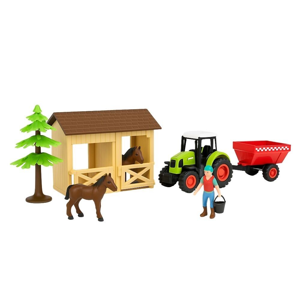 My Little Stable 7-Piece Toy with Farmer, Horses and Tractor with Sound and Light, Batteries Included, Ages 3 and Up