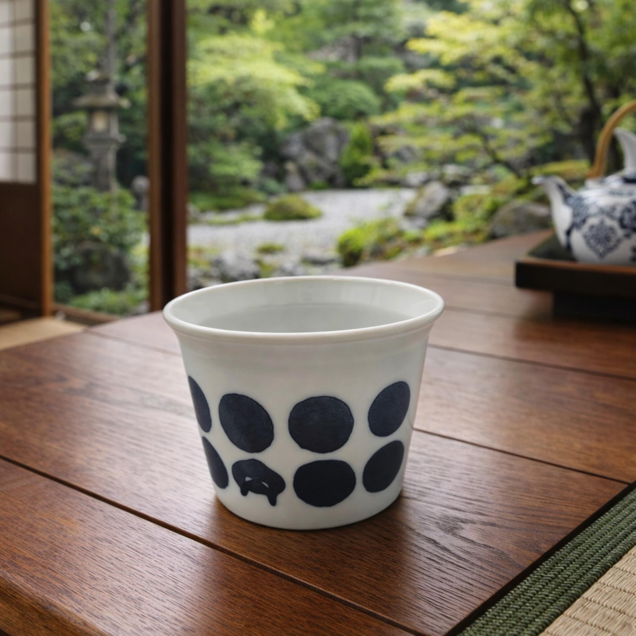 Buy wholesale Japanese Handmade Ceramic Teacup - Black Cat Dot Pattern