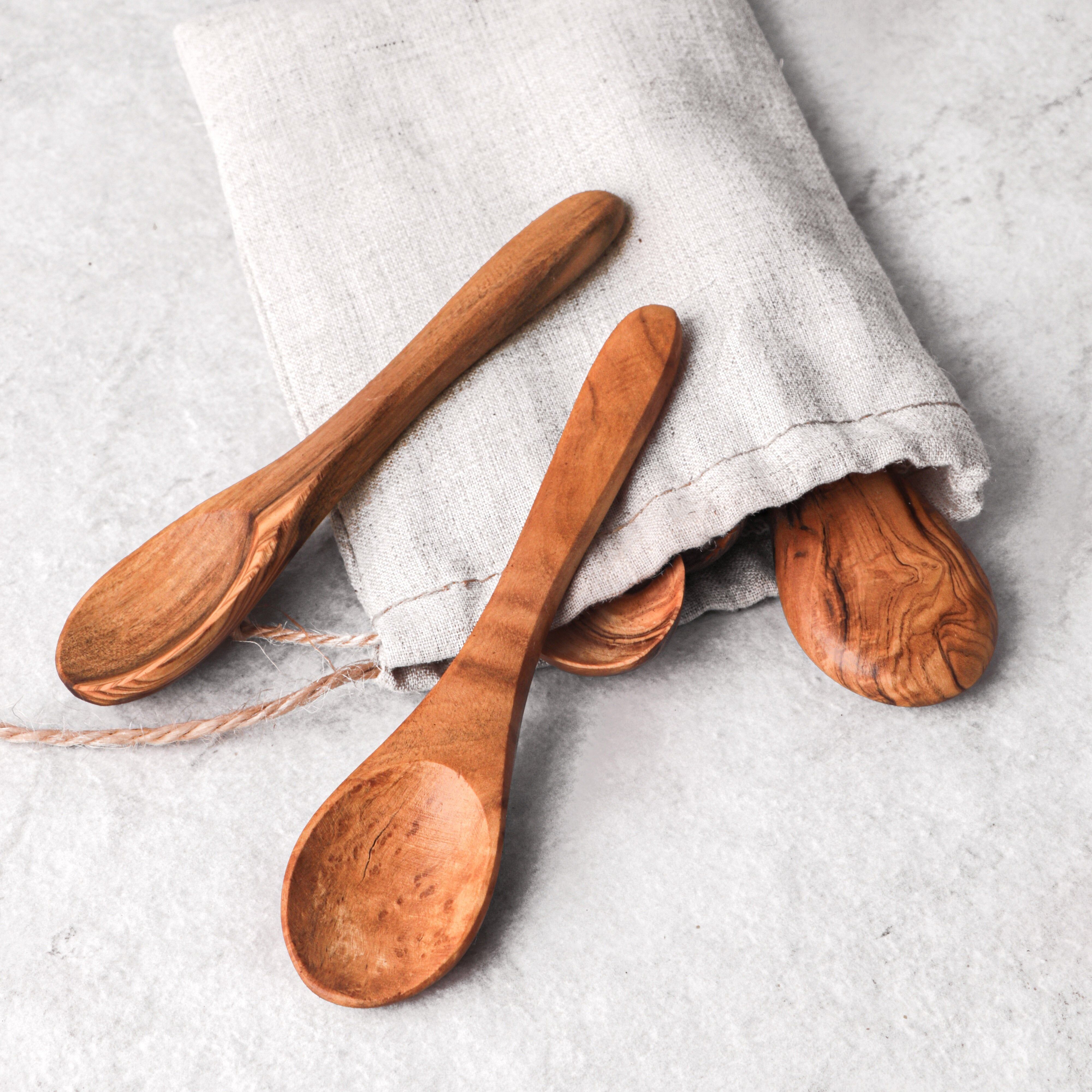 Small Spoon Handmade from Olive Wood – Unique Mini Wooden Spoon