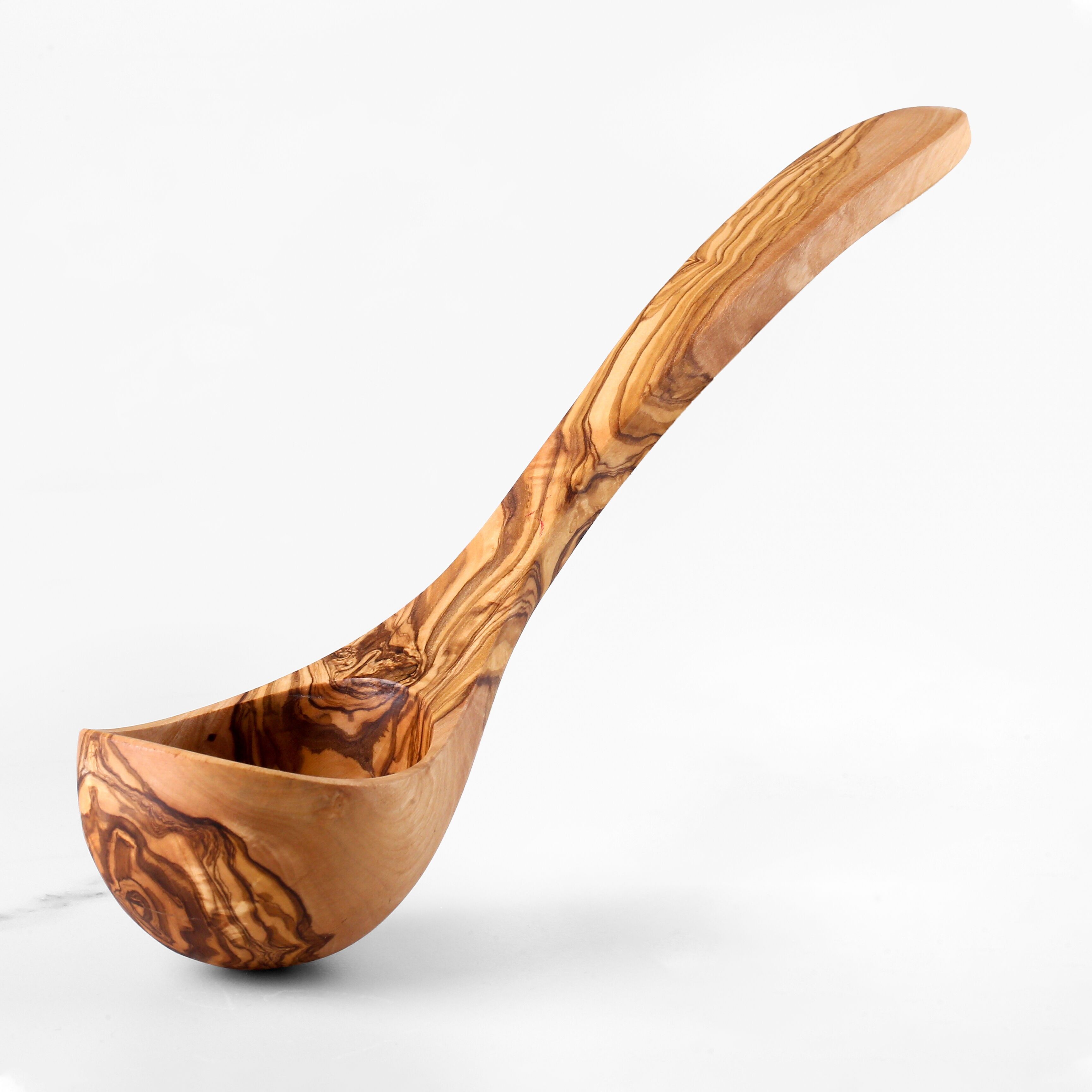 Wooden Ladle Spoon Handmade from Olive Wood – Unique Serving Spoon