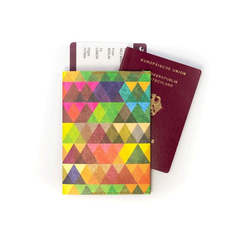 Porta pasaporte - Triángulos multicolores