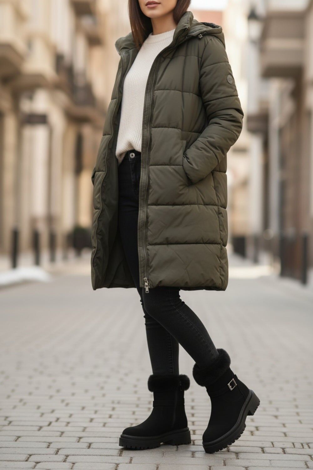 Bottines noires à boucle et col en fausse fourrure (LOT DE 12 PAIRES UK3-UK8)