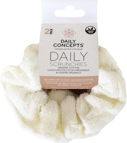 Daily Concepts Hair Scrunchies – Set of 2 – Luxurious Hair Ties Made from Organic Cotton