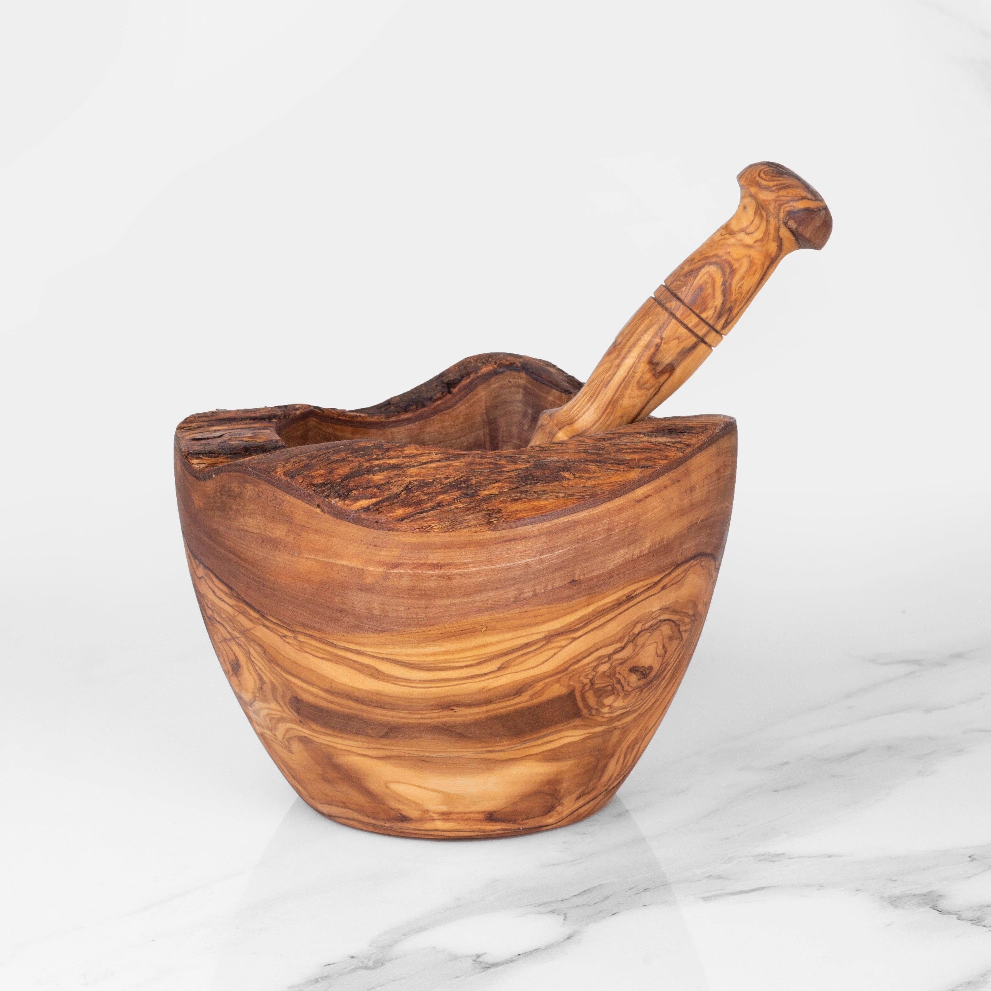 Rustic Mortar and Pestle made of Tunisian Olive Wood