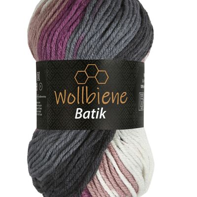 Wollbiene Batik 5400 dunkelgrau beere weiß
