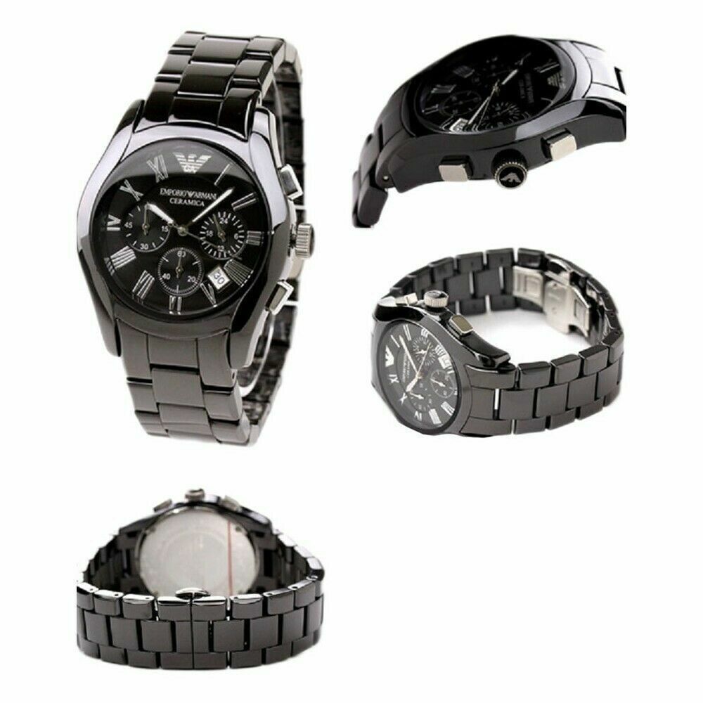 OROLOGIO DA UOMO EMPORIO ARMANI AR1400 CON CINTURINO IN CERAMICA NERO E QUADRANTE NERO CON CASSA NERA CRONOGRAFO