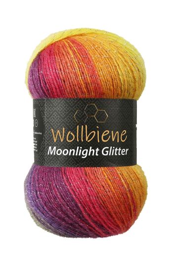 Wollbee Moonlight Glitter Batik Laine à tricoter au crochet avec paillettes 3