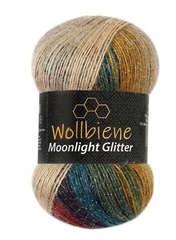 Wollbee Moonlight Glitter Batik Laine à tricoter au crochet avec paillettes 6