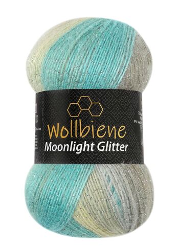 Wollbee Moonlight Glitter Batik Laine à tricoter au crochet avec paillettes 8