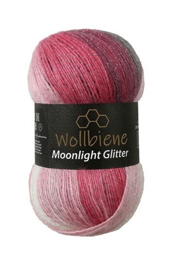 Wollbee Moonlight Glitter Batik Laine à tricoter au crochet avec paillettes 10