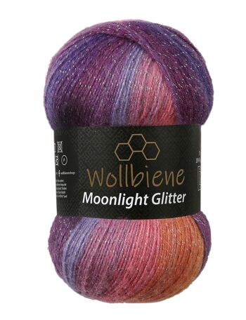 Wollbee Moonlight Glitter Batik Laine à tricoter au crochet avec paillettes 14