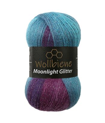 Wollbee Moonlight Glitter Batik Laine à tricoter au crochet avec paillettes 15