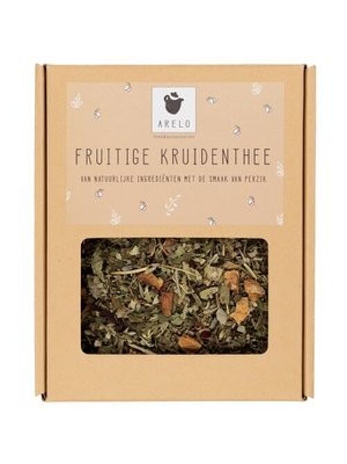 Fruitige Kruidenthee van natuurlijke ingrediënten met de smaak van perzik