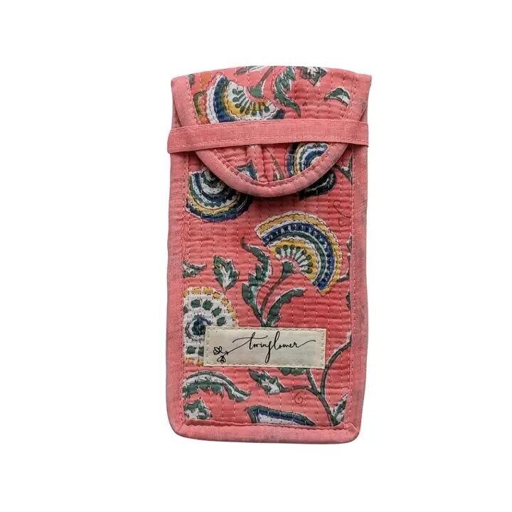 Étui à lunettes matelassé à imprimé floral rose