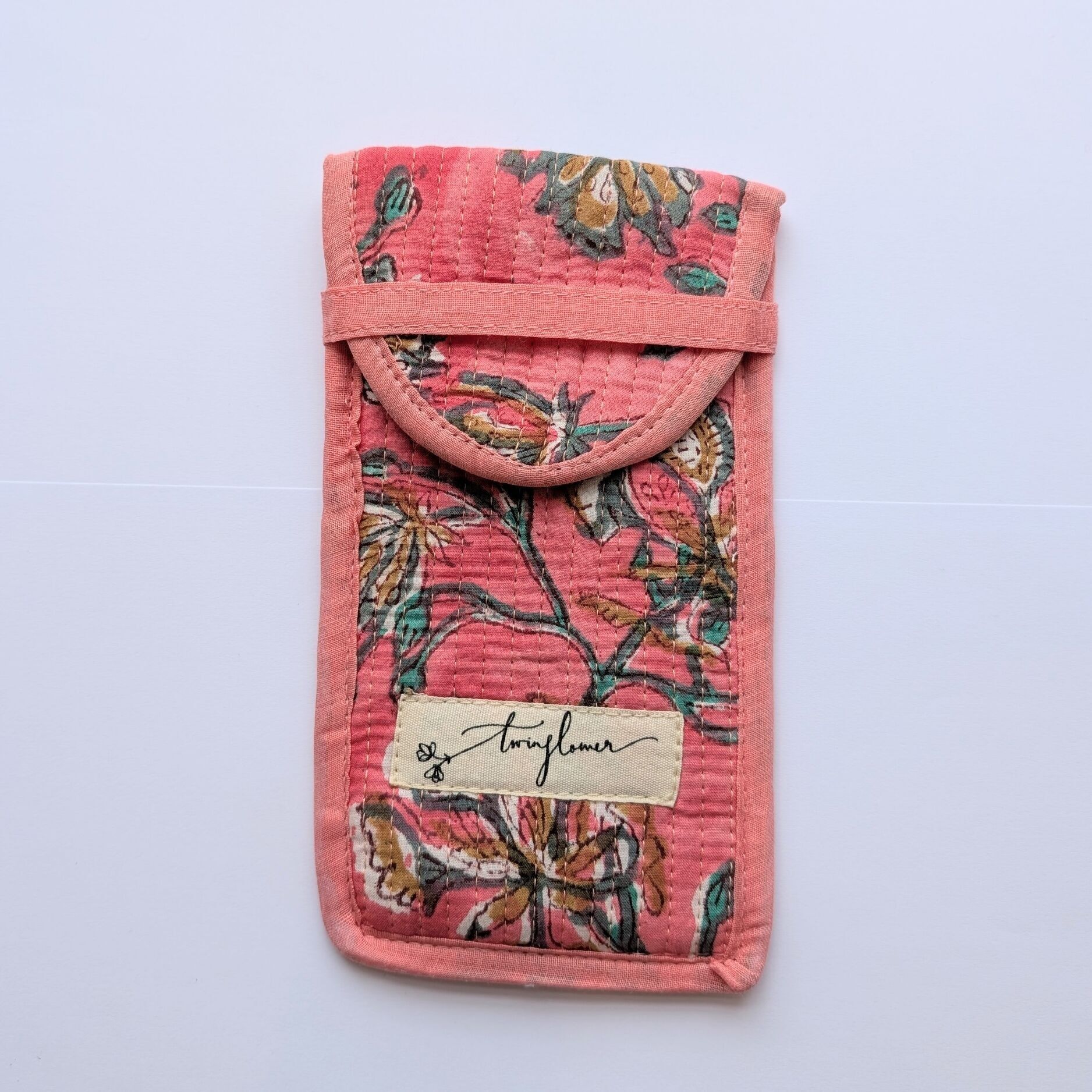 Étui à lunettes matelassé à imprimé floral rose