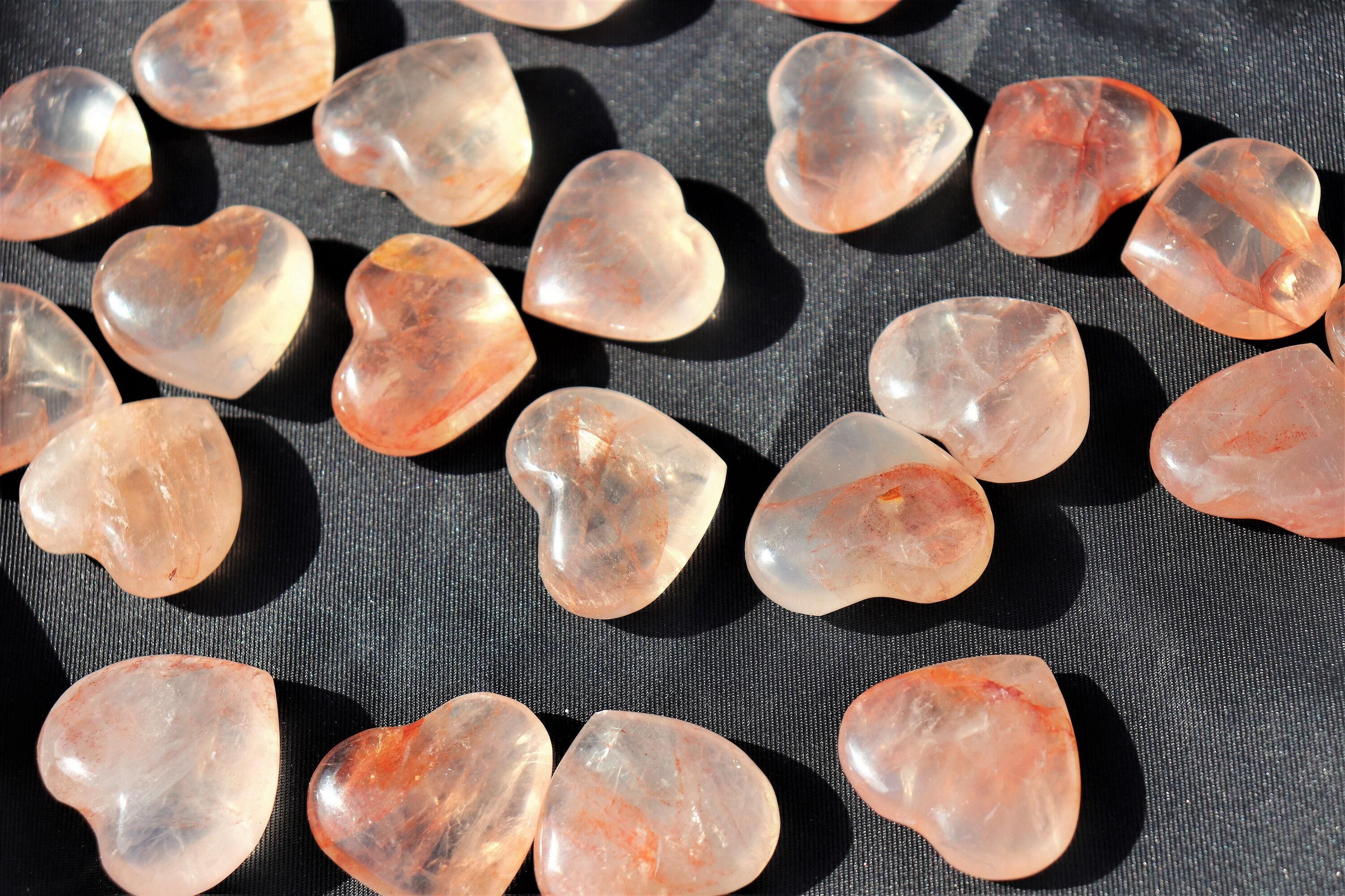 Cuore tascabile in cristallo di quarzo ematoide rosso