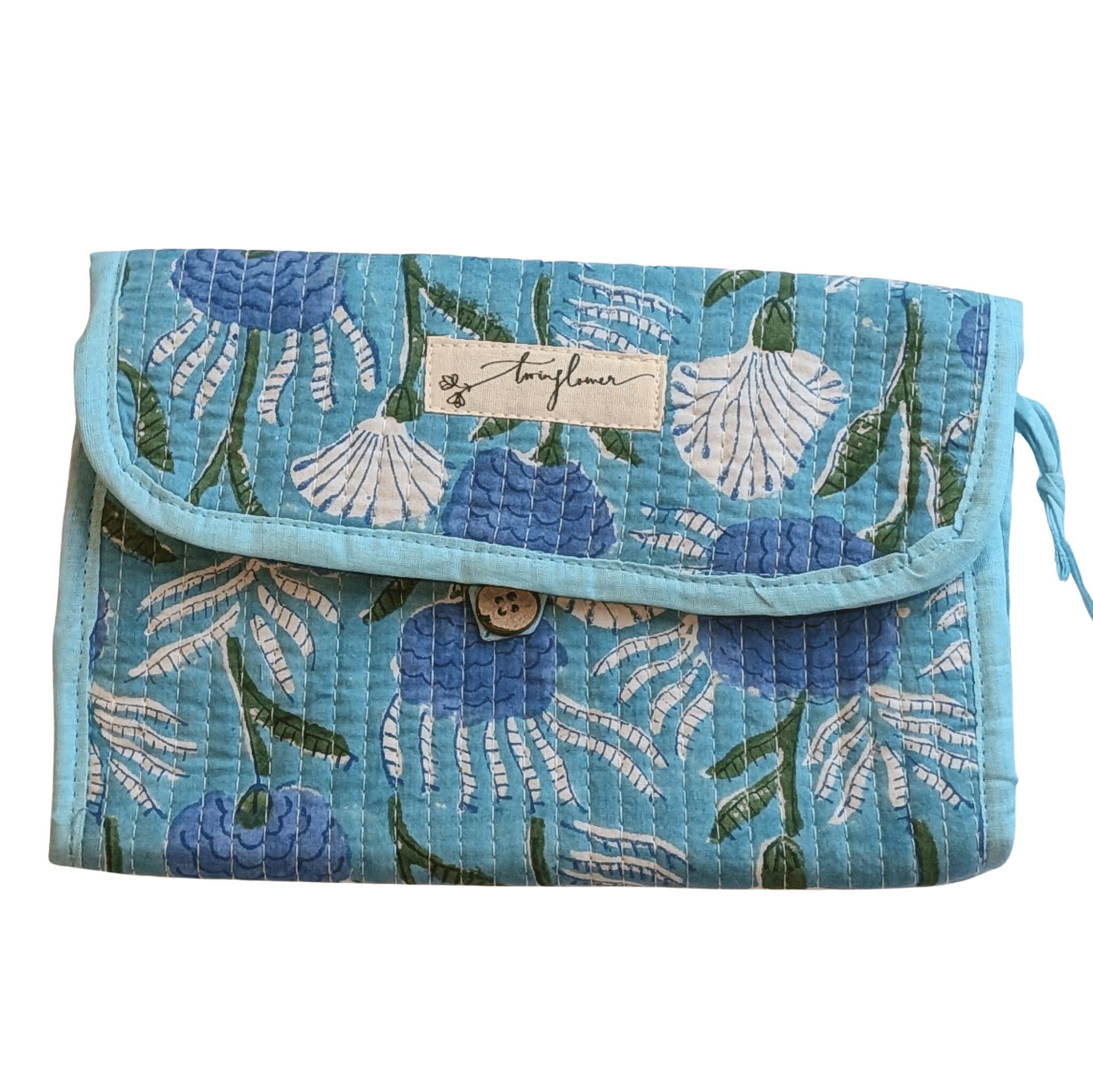 Sac de voyage matelassé à 3 volets avec imprimé floral Aqua