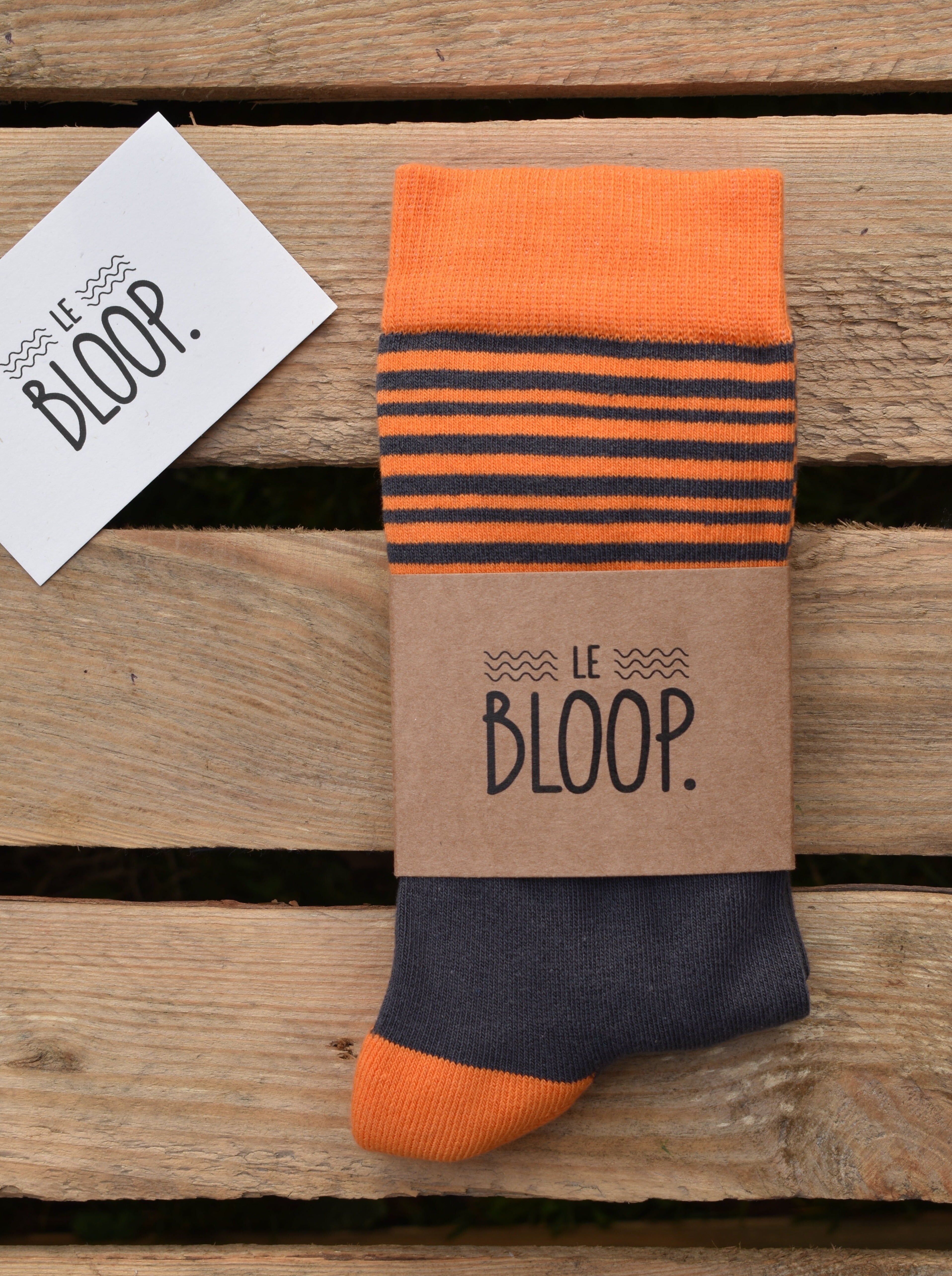 Orange Striped Grey Socks