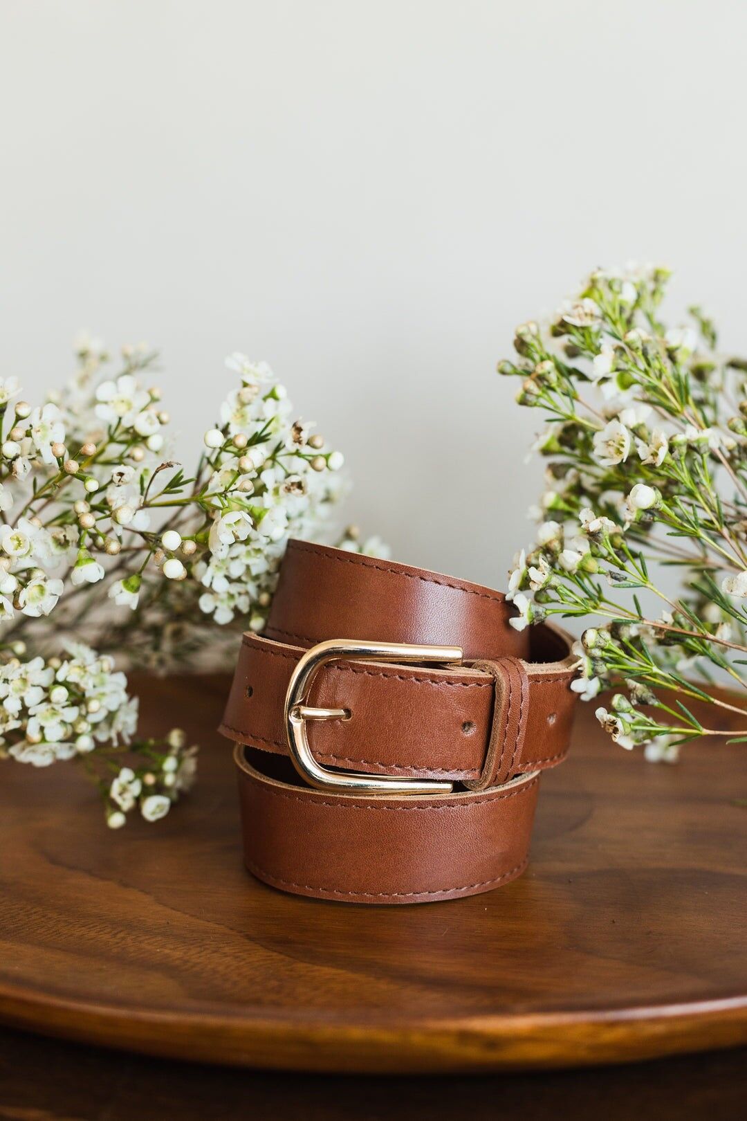 cintura in pelle fatta a mano (3 cm) - Zoya - Marrone Cognac (2 taglie)