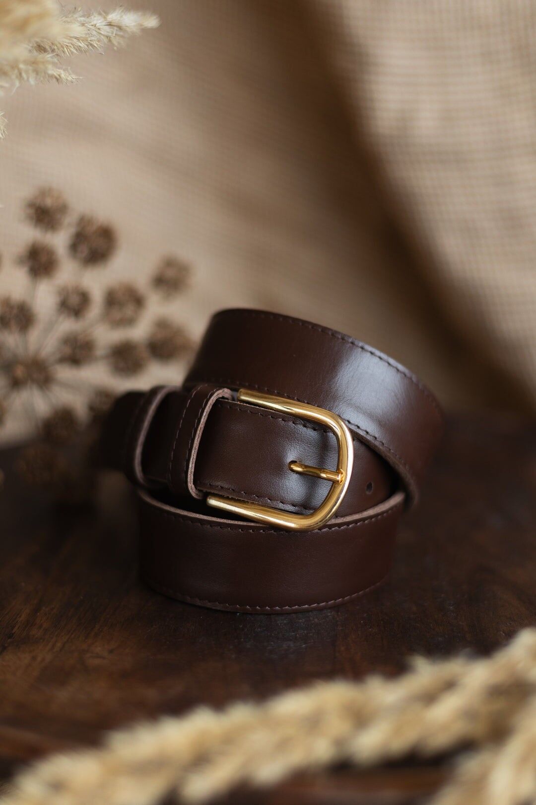 cintura in pelle fatta a mano (3 cm) - Zoya - Marrone cioccolato 2 taglie