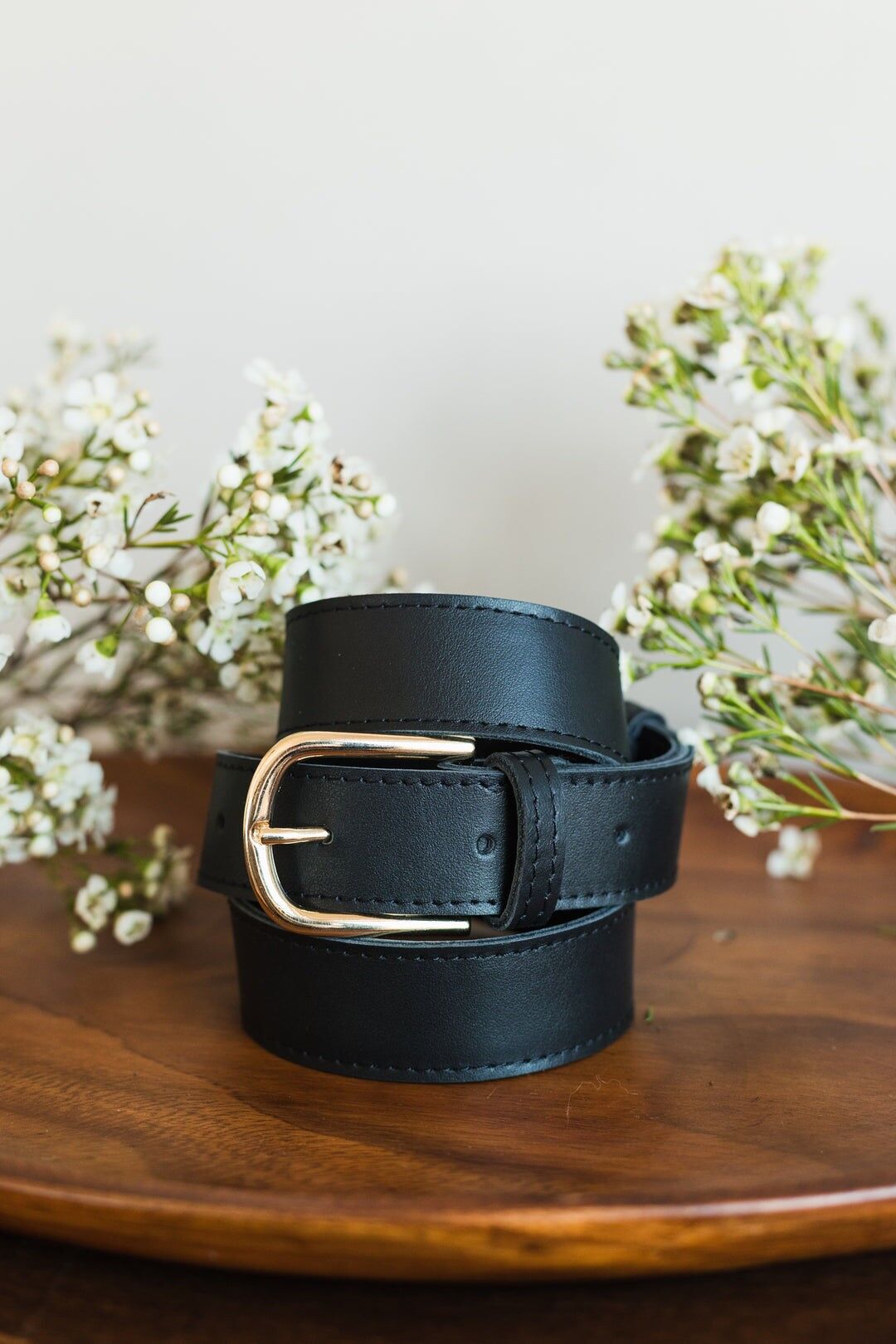 Cinturón de piel hecho a mano (3 cm) - Zoya - Negro (2 tallas)