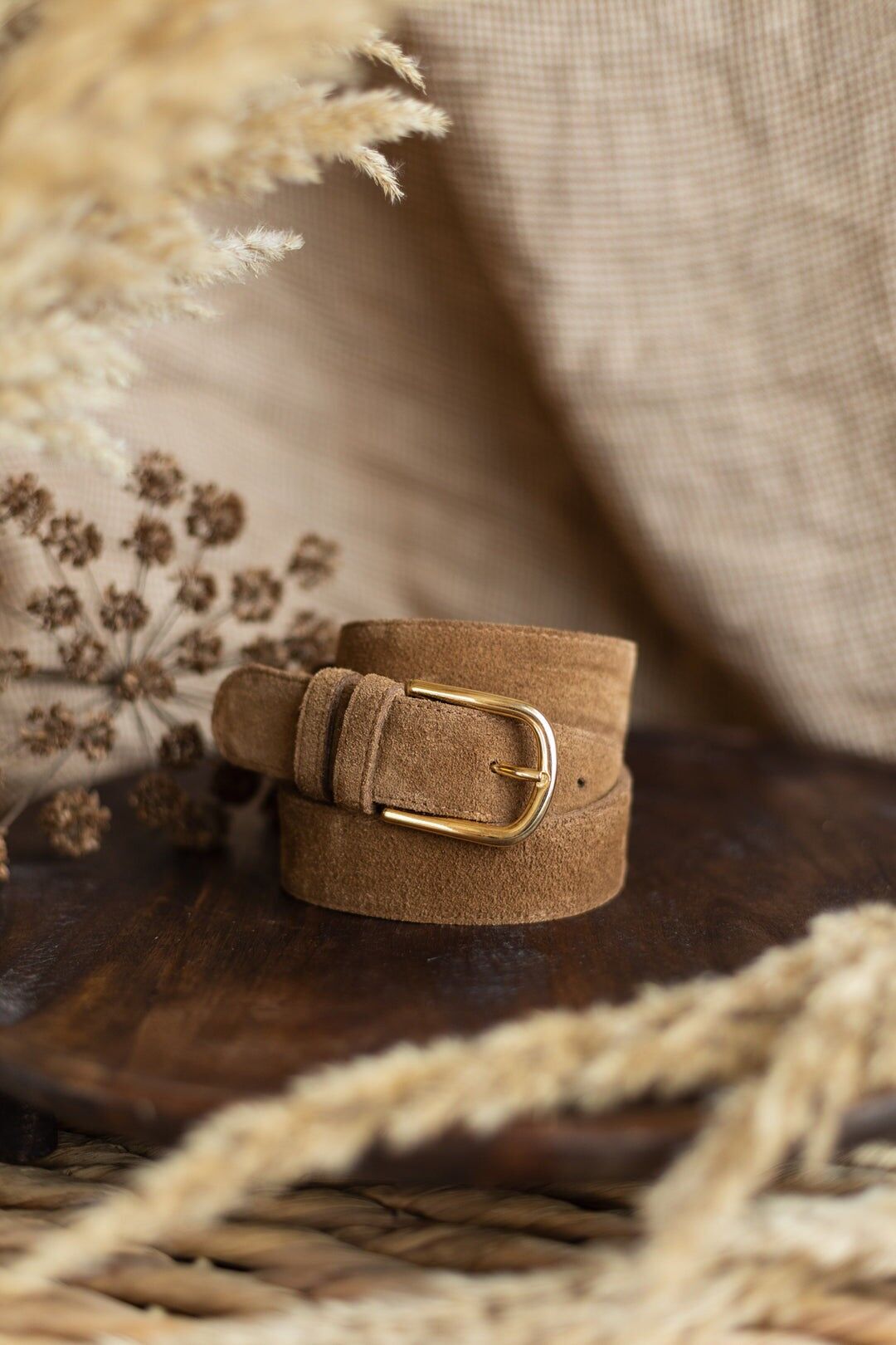 cintura scamosciata fatta a mano (3 cm) - Zoya - Marrone sigaro (2 taglie)