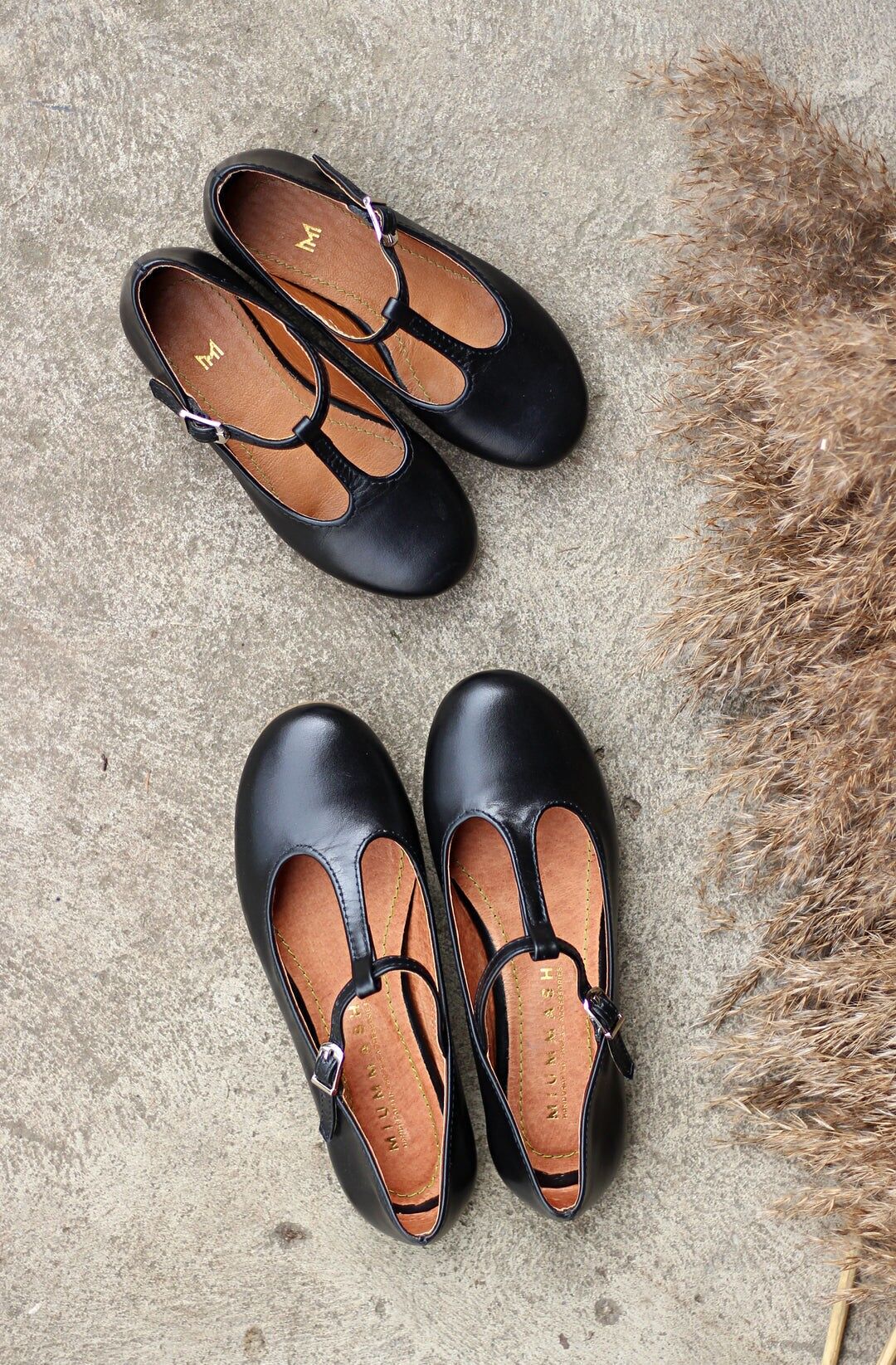 Bailarinas de piel para niña hechas a mano - Rosalia - Negro (22-30)