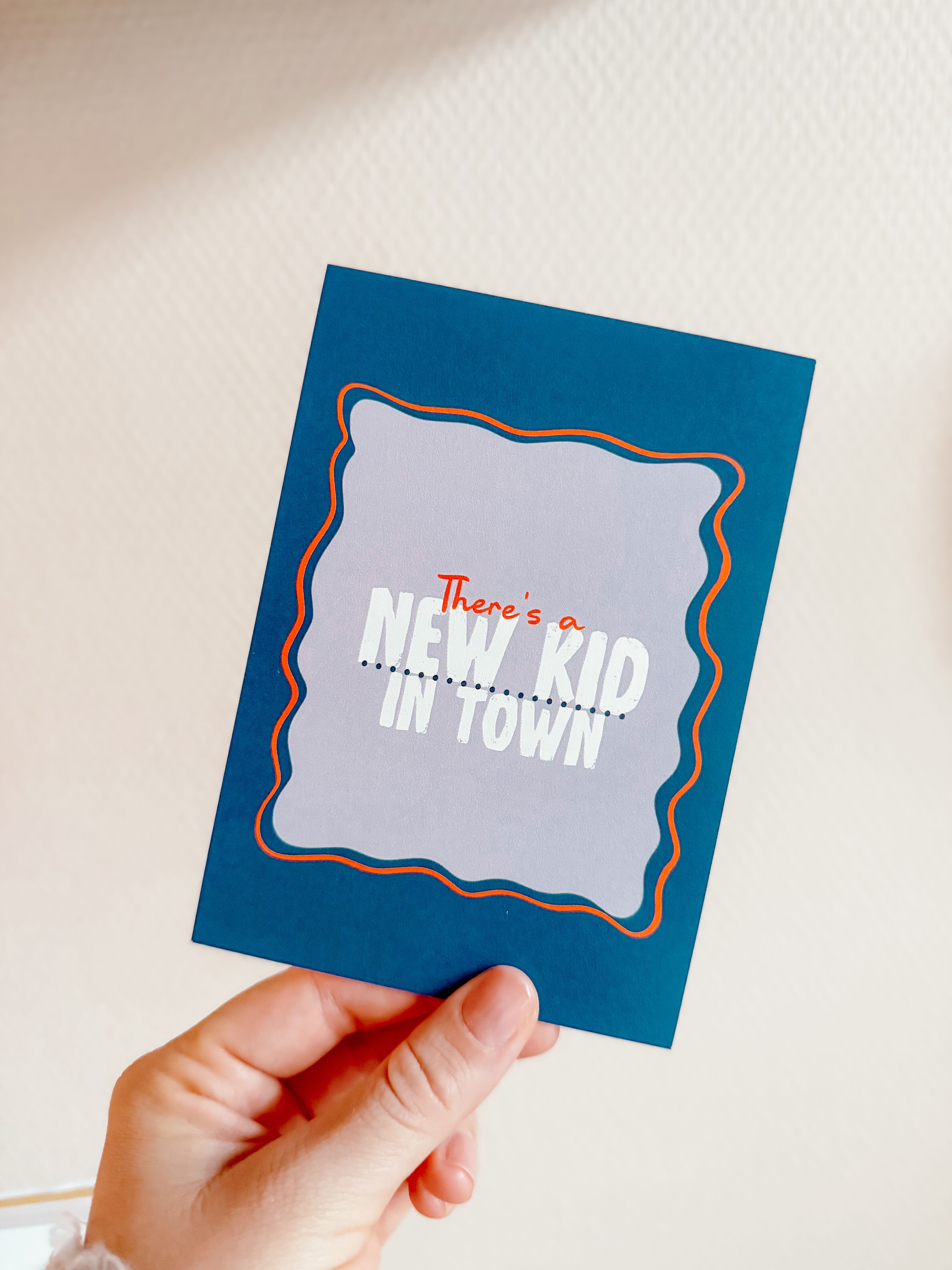 Greeting card New kid in town blue Q3.2025