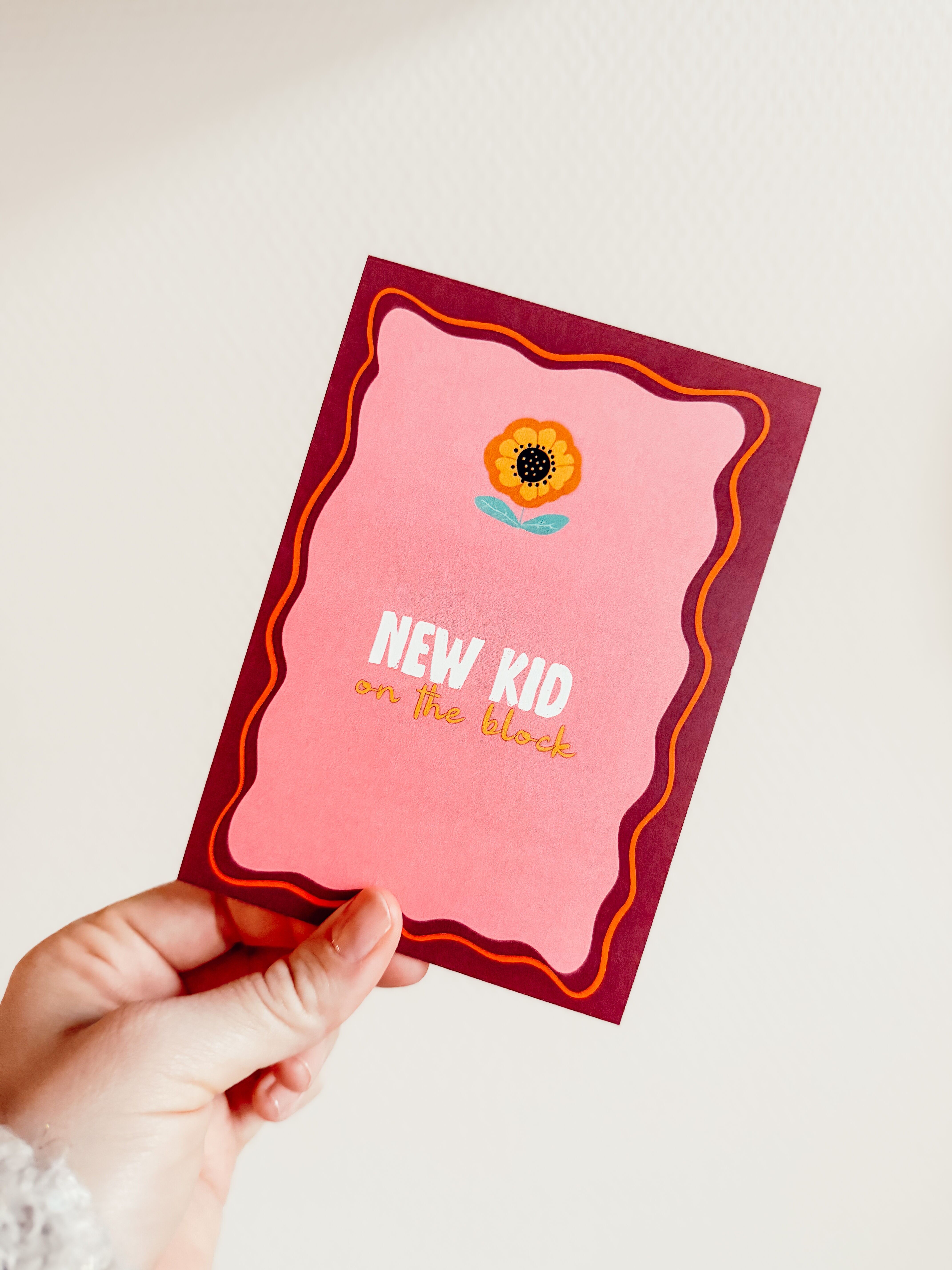 Greeting card New kid in town pink Q3.2025