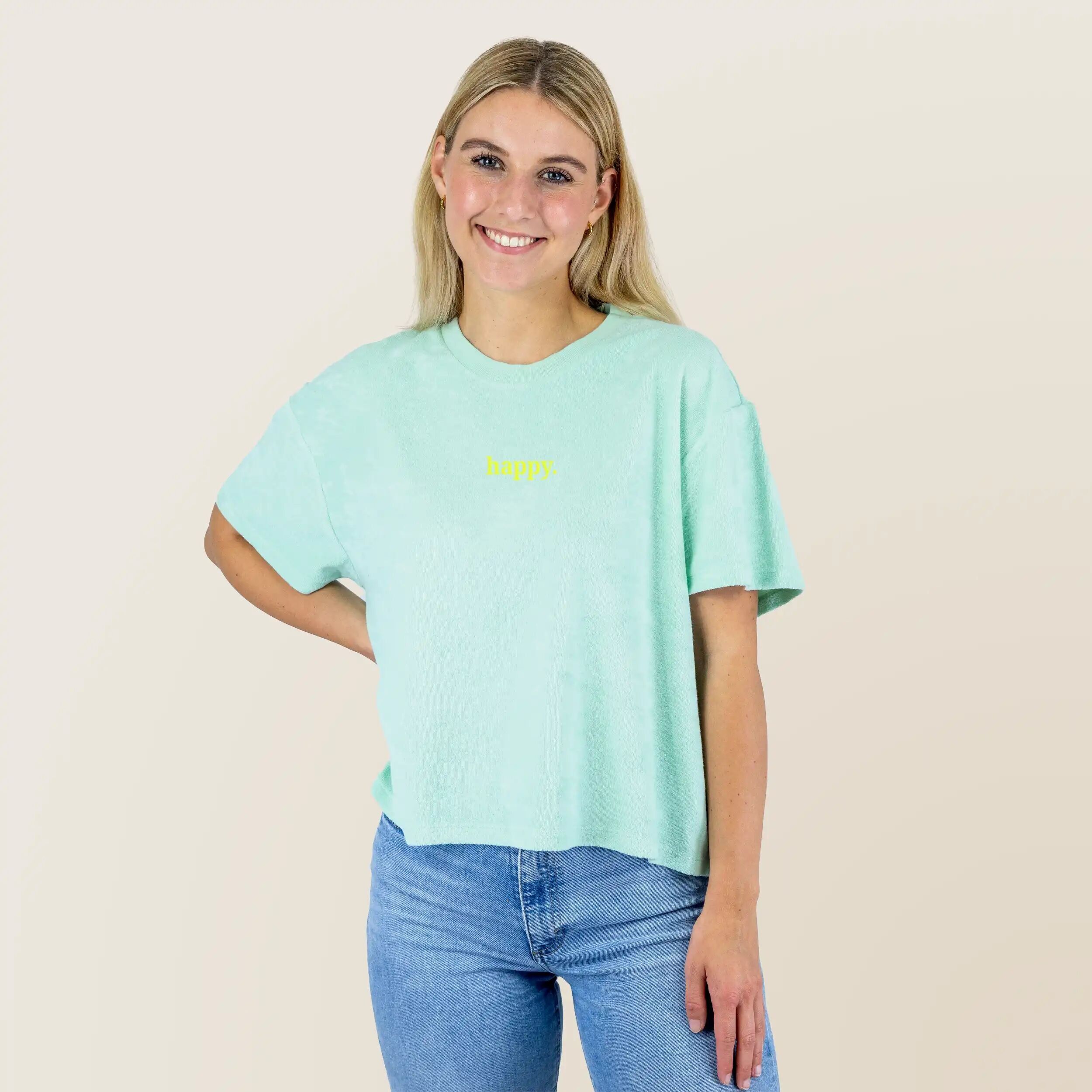 Frottee Damen Shirt happy