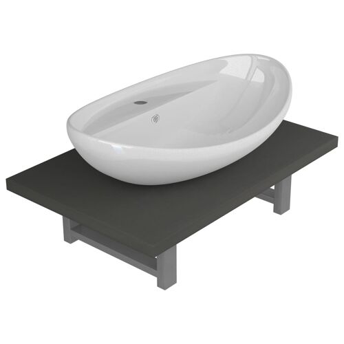 Unique 2-piece bathroom furniture set ceramic gray 5