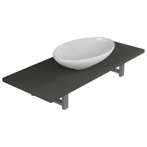 Unique 2-piece bathroom furniture set ceramic gray 6