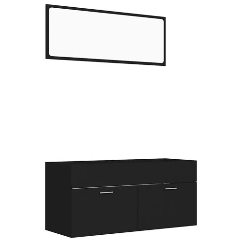 Unique 2-piece bathroom furniture set chipboard black 2