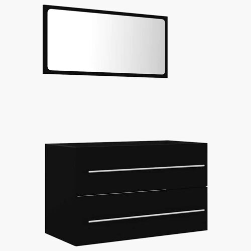 Unique 2-piece bathroom furniture set chipboard black 3