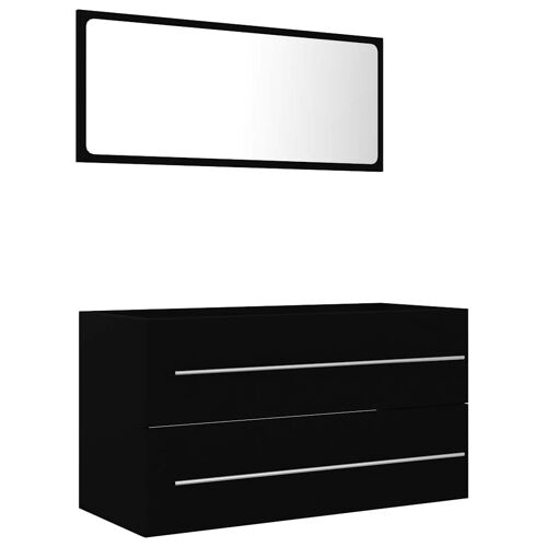 Unique 2-piece bathroom furniture set chipboard black 4