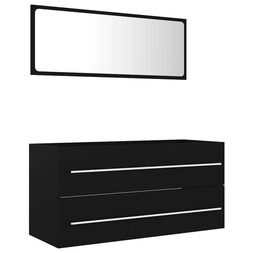 Unique 2-piece bathroom furniture set chipboard black 5