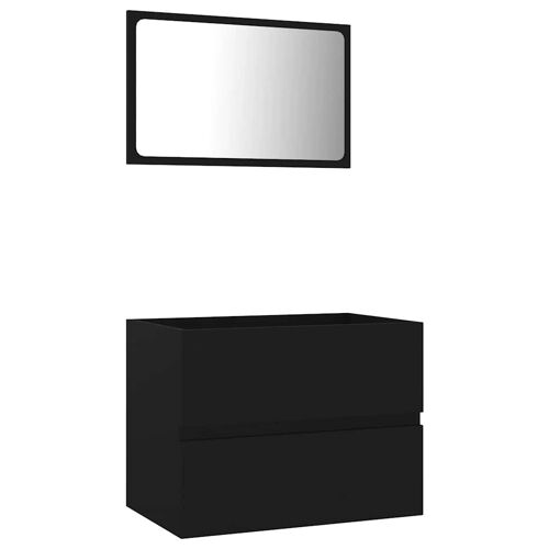 Unique 2-piece bathroom furniture set chipboard black 6
