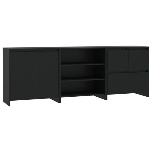 Unique 3 pcs Dressers processed wood black 2