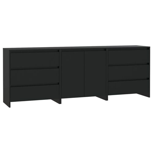 Unique 3 pcs Dressers processed wood black 1
