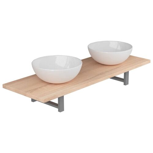 Unique 3-piece bathroom furniture set ceramic oak color 1