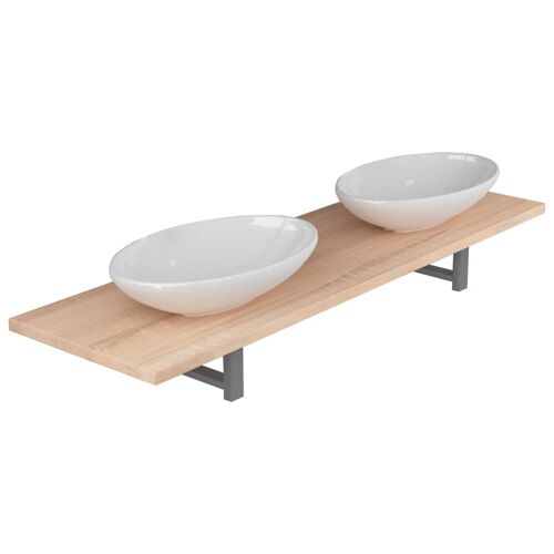 Unique 3-piece bathroom furniture set ceramic oak color 3