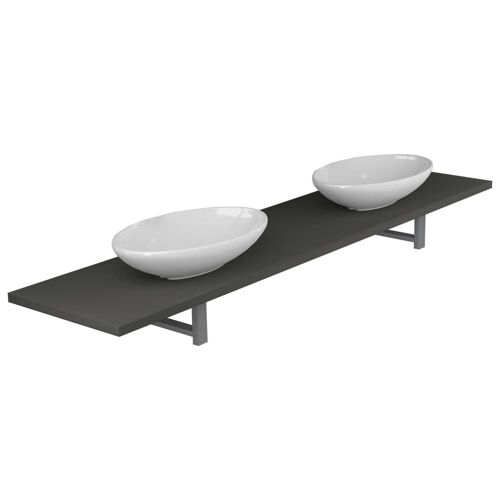 Unique 3-piece bathroom furniture set ceramic gray 4