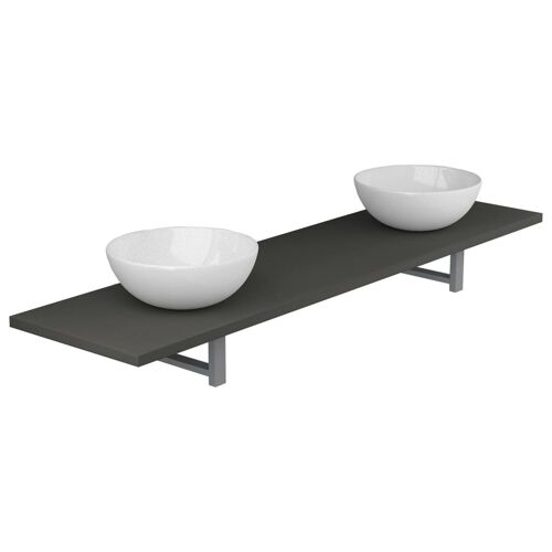 Unique 3-piece bathroom furniture set ceramic gray 3