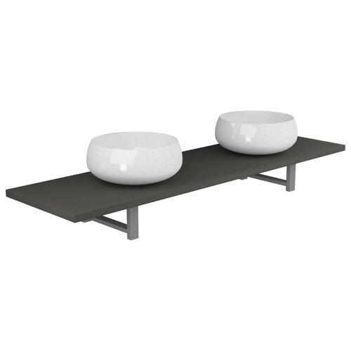 Unique 3-piece bathroom furniture set ceramic gray 1