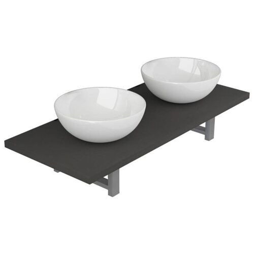 Unique 3-piece bathroom furniture set ceramic gray 2